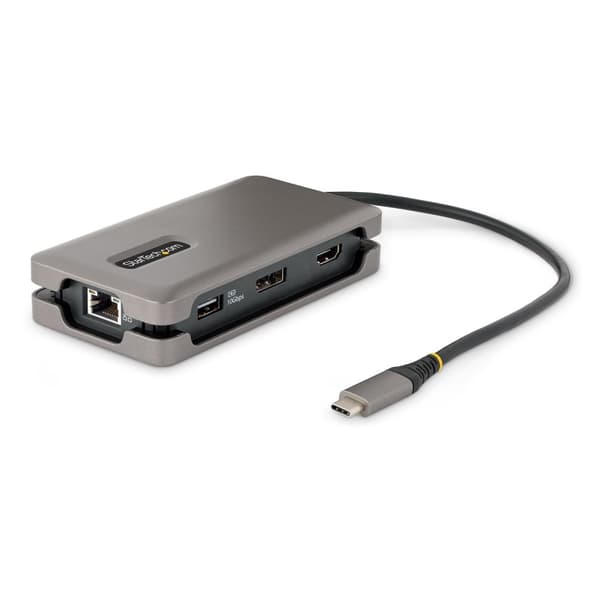 StarTech.com USB-C-moniporttinen sovitin - 4K 60 Hz USB C HDMI/DisplayPort-sovitin - Matkatelakka - 3-porttinen USB C -keskitin - 100 W PD - GbE - USB