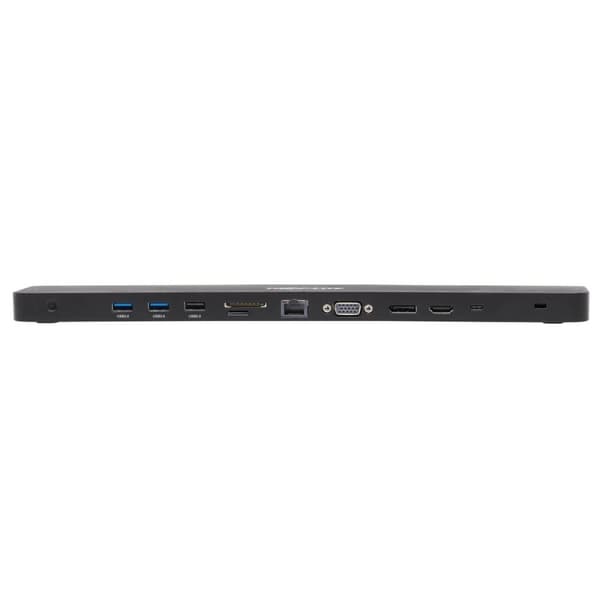 Tripp Lite -kolminäytön USB C -telakointiasema USB C -telakointiasema, jossa 4K HDMI ja DisplayPort, VGA - USB-A/C, GbE, 100 W PD, musta - Telakointia