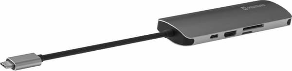 Swissten Aluminium 8 in 1 USB-C -keskitinsovitin Macbookille - harmaa
