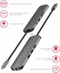 Pikkukuva 4 / 11: Swissten Aluminium 8 in 1 USB-C -keskitinsovitin Macbookille - harmaa
