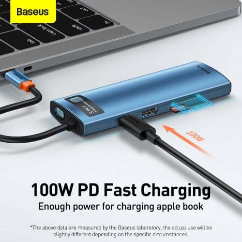 DOCKING Station Baseus Metal Gleam,conectare PC USB-C, USB 3.0x3, 1xSD/MicroSD,USB-C x 1 PD 100W 5V/9V/14.5V/20V 5A(Max.),Gigabit RJ-45x1,HDMIx1/4K/30