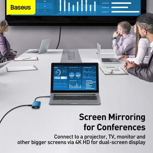 DOCKING Station Baseus Metal Gleam,conectare PC USB-C, USB 3.0x3, 1xSD/MicroSD,USB-C x 1 PD 100W 5V/9V/14.5V/20V 5A(Max.),Gigabit RJ-45x1,HDMIx1/4K/30