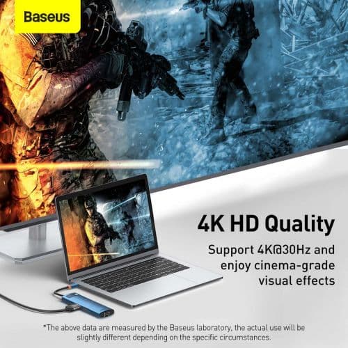 DOCKING Station Baseus Metal Gleam,conectare PC USB-C, USB 3.0x3, 1xSD/MicroSD,USB-C x 1 PD 100W 5V/9V/14.5V/20V 5A(Max.),Gigabit RJ-45x1,HDMIx1/4K/30