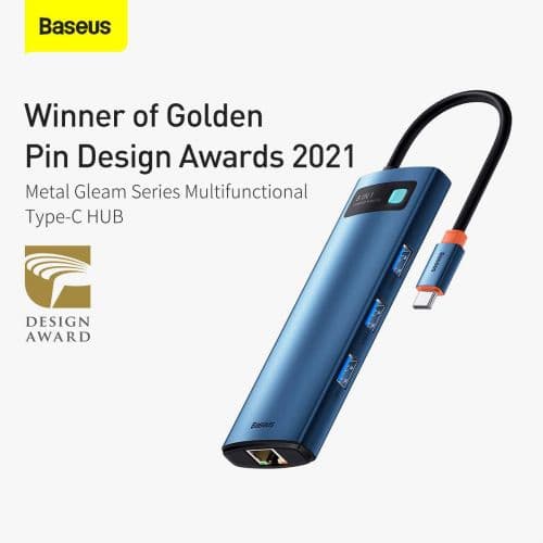 DOCKING Station Baseus Metal Gleam,conectare PC USB-C, USB 3.0x3, 1xSD/MicroSD,USB-C x 1 PD 100W 5V/9V/14.5V/20V 5A(Max.),Gigabit RJ-45x1,HDMIx1/4K/30