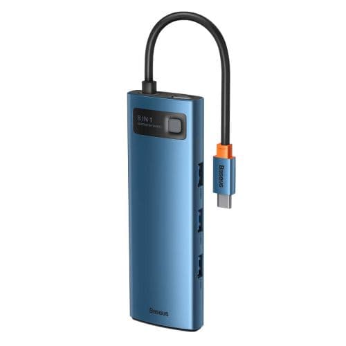 DOCKING Station Baseus Metal Gleam,conectare PC USB-C, USB 3.0x3, 1xSD/MicroSD,USB-C x 1 PD 100W 5V/9V/14.5V/20V 5A(Max.),Gigabit RJ-45x1,HDMIx1/4K/30