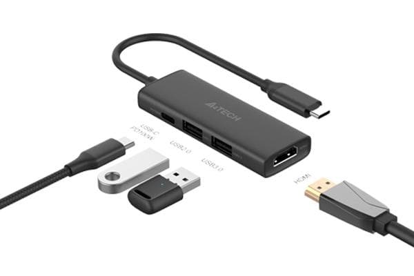 DOCKING Station A4tech universal, 4-in-1, conectare PC USB Type C, USB-Cx1, USB-A 3.0x1, USB-A 2.0x1, porturi video HDMIx1 4K@30Hz, PD 100 W,cablu 0.1