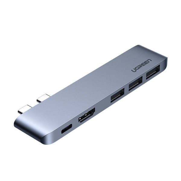 DOCKING Station Ugreen, "CM251" conectare Macbook Pro / Macbook Air 2 x USB Type-c, USB 3.0 x 3|HDMI 4K x 1|USB Type-C x 1, aluminiu, gri "60559" (tim