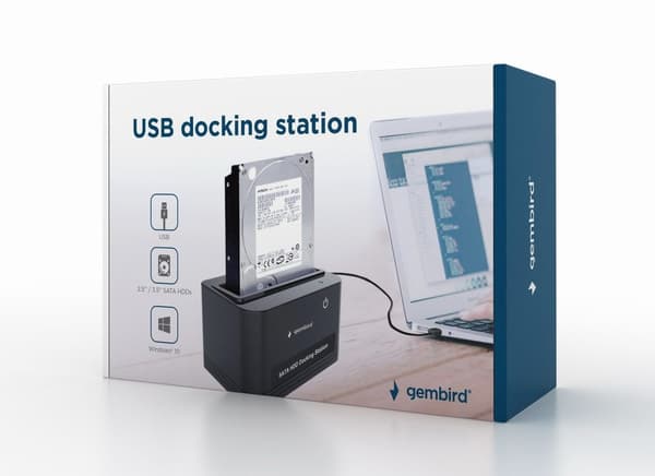 Gembird HD32-U2S-5 telakointiasema 2,5" ja 3,5" kiintolevyille USB 2.0 Type-A Black