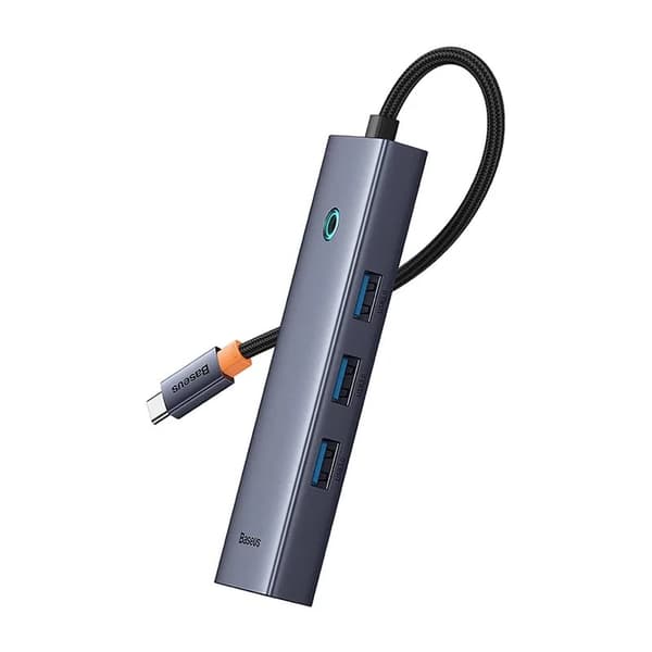 DOCKING STATION Baseus UltraJoy 4 in 1, input USB Type-C, output 3 x USB 3.0 / 1 x LAN RJ45, gri "B0005280A813-00" (timbru verde 0.18 lei) - 693217263
