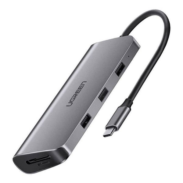 DOCKING Station Ugreen, "CM179" conec PC USB Type-C, USB 3.0x3|cititor SD/micro SDx1|Gigabit RJ-45x1|HDMI 4KCx1|VGAx1|USB-C cu PD 100Wx1, aluminiu, gr