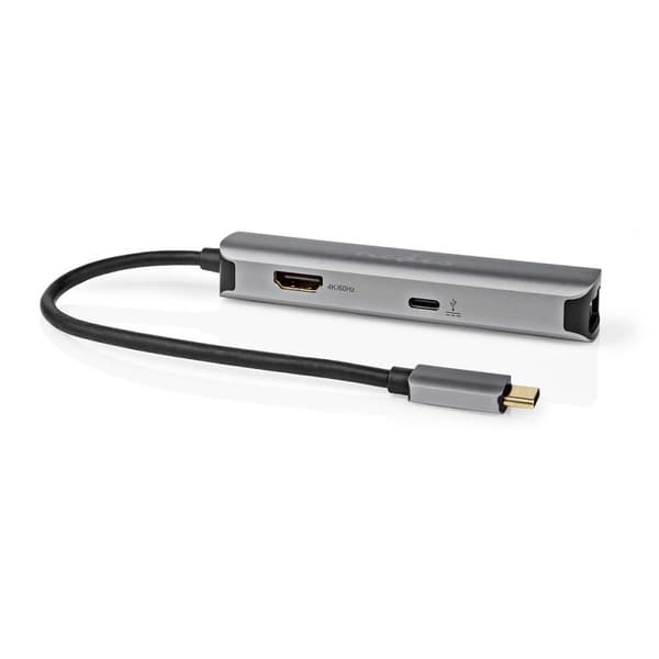 Nedis USB Multi-Port Adapter | 4-i-1 | USB 3.2 Gen 1 | USB-C™ Hann | HDMI™ Output / RJ45 Hun / USB-A Hun / USB-C™ Hunn | 5 Gbps | 0.20 m | Rund | Gull