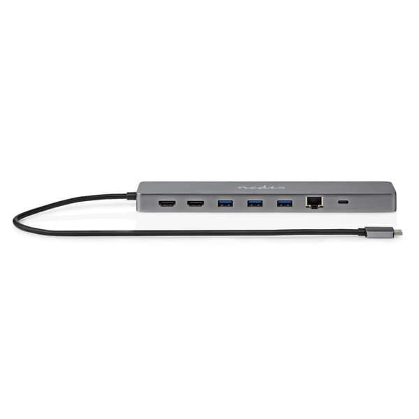 Nedis USB N Moniporttisovitin | 10-in-1 | USB 3.2 Gen 1 | USB-C™ Uros | Micro SD / RJ45 Naaras / SD / 2x HDMI™ / 2x USB-C™ / 3x USB-A Naaras | 0.40 m