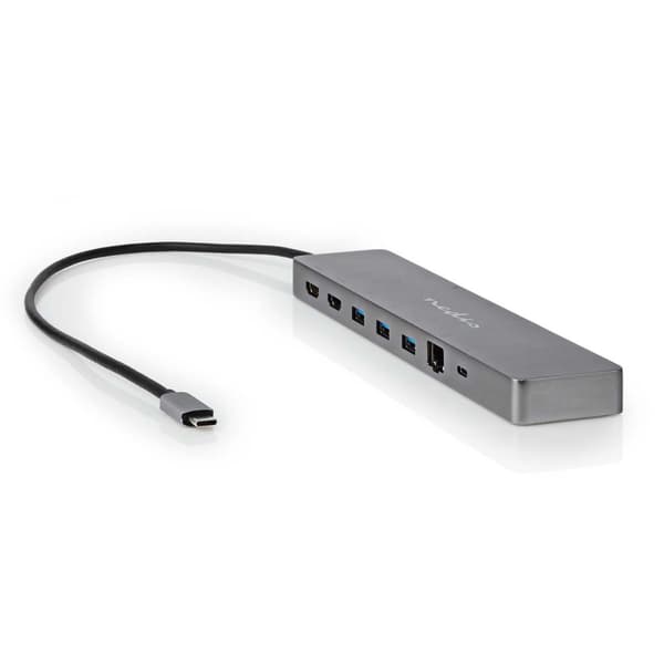 Nedis USB N Moniporttisovitin | 10-in-1 | USB 3.2 Gen 1 | USB-C™ Uros | Micro SD / RJ45 Naaras / SD / 2x HDMI™ / 2x USB-C™ / 3x USB-A Naaras | 0.40 m