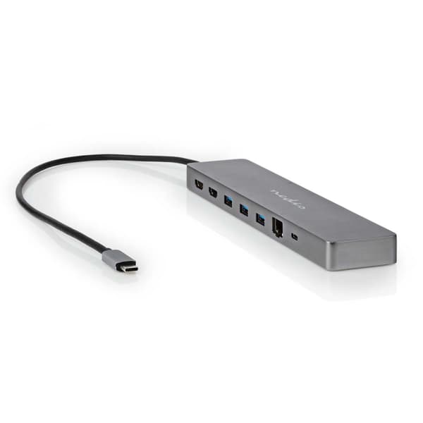 Nedis USB N Moniporttisovitin | 10-in-1 | USB 3.2 Gen 1 | USB-C™ Uros | Micro SD / RJ45 Naaras / SD / 2x HDMI™ / 2x USB-C™ / 3x USB-A Naaras | 0.40 m