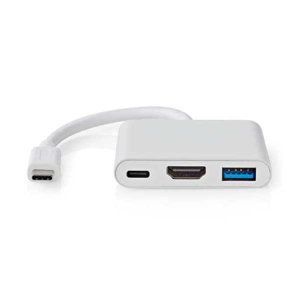 Nedis USB Multi-Port Adapter | 3-i-1 | USB 3.2 Gen 1 | USB-C™ Hane | HDMI™ Utgång / USB-A Hona / USB-C™ Hona | 5 Gbps | 0.10 m | Rund | Nickelplaterad