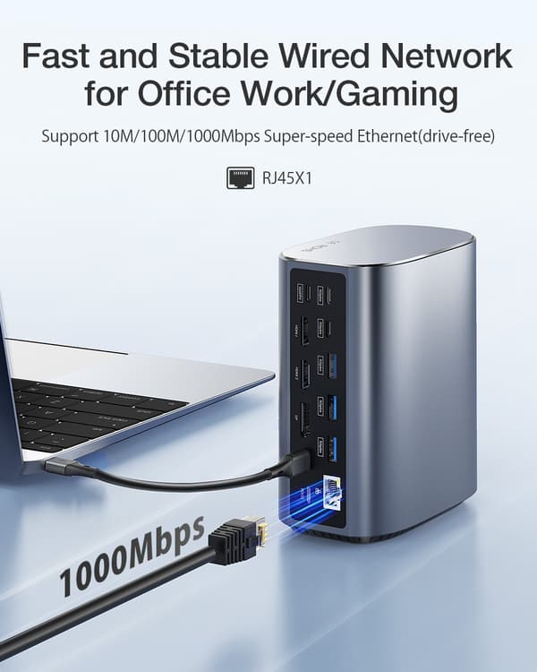 BW-TH15 lodret dockingstation med dobbelte HDMI-porte for problemfri tilslutning og forbedret produktivitet med din bærbare computer eller pc