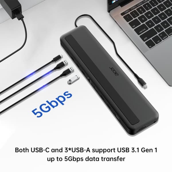 Acer 13-i-1 dockingstander - Dockingstation - USB-C - VGA, 2 x HDMI, DP - 1GbE (HP.DSCAB.015)