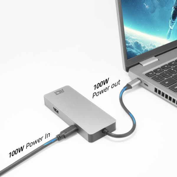 ACT AC7092 - HDMI - RJ-45 - USB 3.2 Gen 1 (3.1 Gen 1) Typ-A - USB 3.2 Gen 1 (3.1 Gen 1) Typ-C - Mi