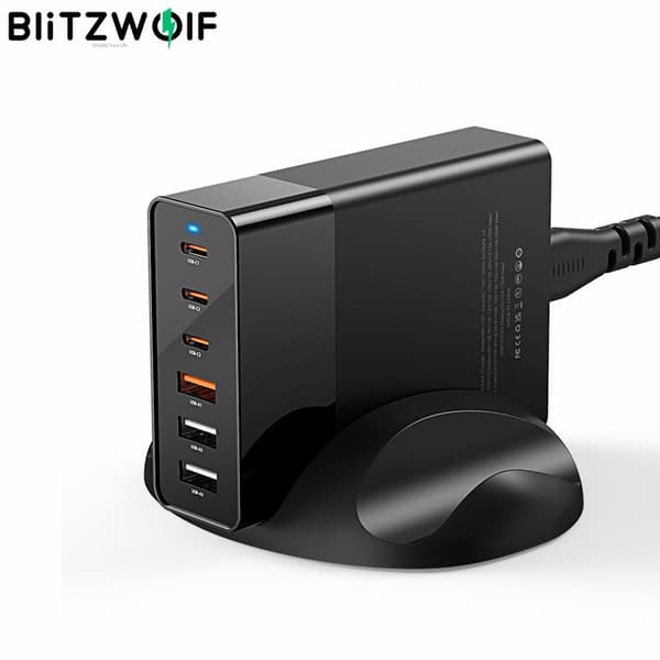 BW-S25 75W 6-portars Laddningsstationsladdare PPS PD3.0 QC3.0 SCP Snabbladdning, EU-kontakt enkelladdare