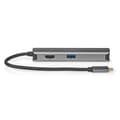 Miniatyrbillede 3 af 10: Nedis USB Multi-Port Adapter | 5-i-1 | USB 3.2 Gen 1 | USB-C™ Han | HDMI ™ -udgang / RJ45 Hun / 3x USB-A Hun | 5 Gbps | 0.20 m | Runde | Guldplateret