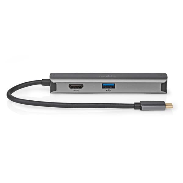 Nedis USB Multi-Port Adapter | 5-i-1 | USB 3.2 Gen 1 | USB-C™ Han | HDMI ™ -udgang / RJ45 Hun / 3x USB-A Hun | 5 Gbps | 0.20 m | Runde | Guldplateret