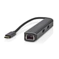 Miniatyrbillede 2 af 10: Nedis USB Multi-Port Adapter | 5-i-1 | USB 3.2 Gen 1 | USB-C™ Han | HDMI ™ -udgang / RJ45 Hun / 3x USB-A Hun | 5 Gbps | 0.20 m | Runde | Guldplateret