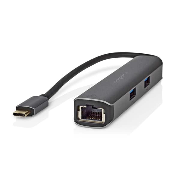 Nedis USB Multi-Port Adapter | 5-i-1 | USB 3.2 Gen 1 | USB-C™ Hane | HDMI™ Utgång / RJ45 Hona / 3x USB-A Hona | 5 Gbps | 0.20 m | Rund | Guldplaterad