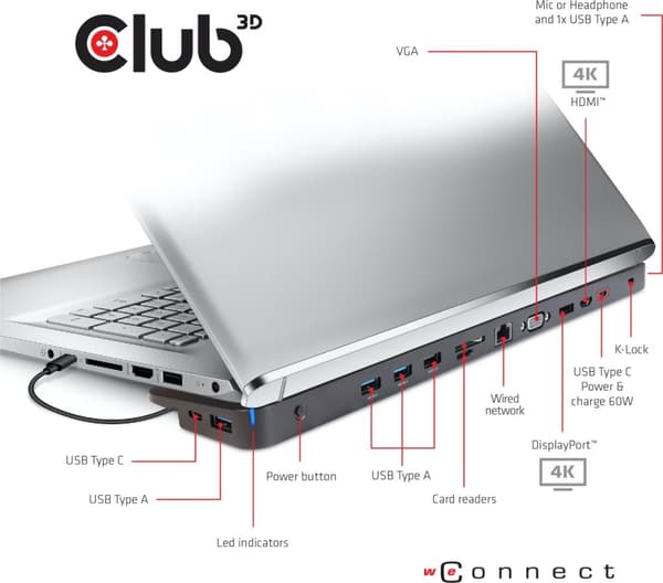Club 3D USB Type-C Triple Display 100W dockingstation