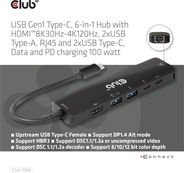 Club 3D Typ-C 6-i-1-hubb