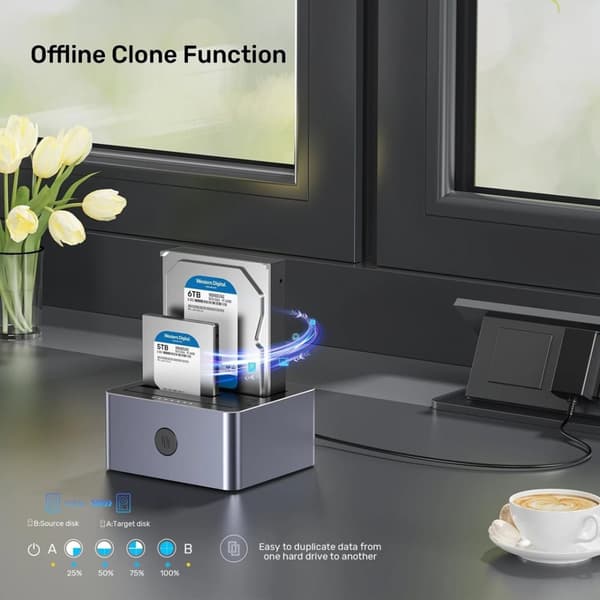 UNITEK CLONE STATION DISC 2X SATA 2,5/3,5" USB 5GB