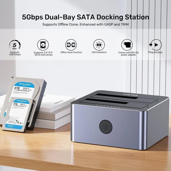 UNITEK CLONE STATION DISC 2X SATA 2,5/3,5" USB 5GB