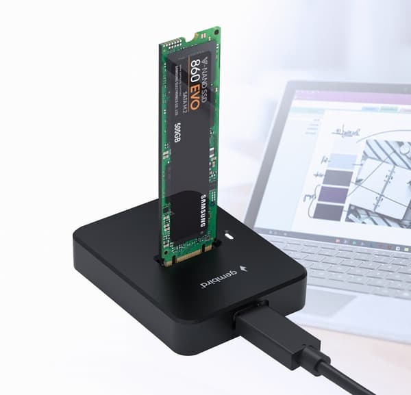 Gembird DD-U3M2 Desktop USB Type-C M.2 SATA & NVME SSD-enhet dockningsstation, svart