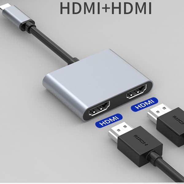 INF Typ-C Hub 2-i-1: Dubbel HDMI-Utgång för Smidig Anslutning