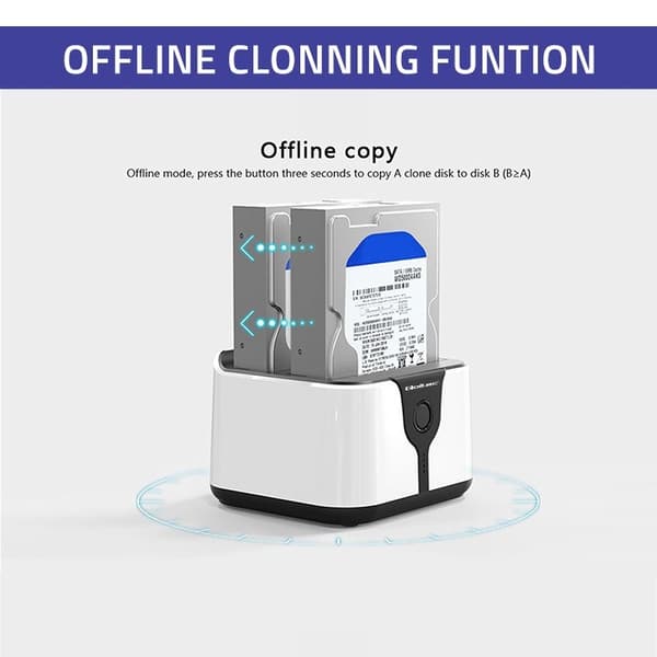 Qoltec 50309 HDD SSD 2,5" 3,5" dockingstation | SATA III | USB 3.0 | Super hastighed 5 Gb/s | med kloningsfunktion