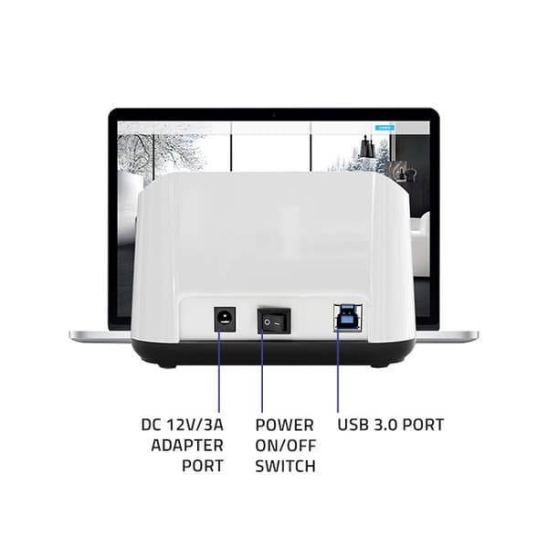 Qoltec 50309 HDD SSD 2,5" 3,5" dockingstation | SATA III | USB 3.0 | Super hastighed 5 Gb/s | med kloningsfunktion