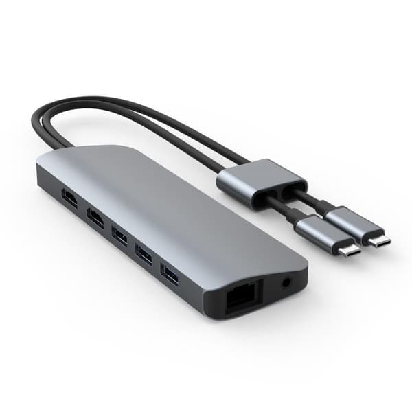 Targus Hyper - HyperDrive VIPER 10-i-2, dubbel 4K60Hz HDMI för MacBook Pro/Air och alla USB-C-enheter, Ethernet, 3,5 mm ljudjack