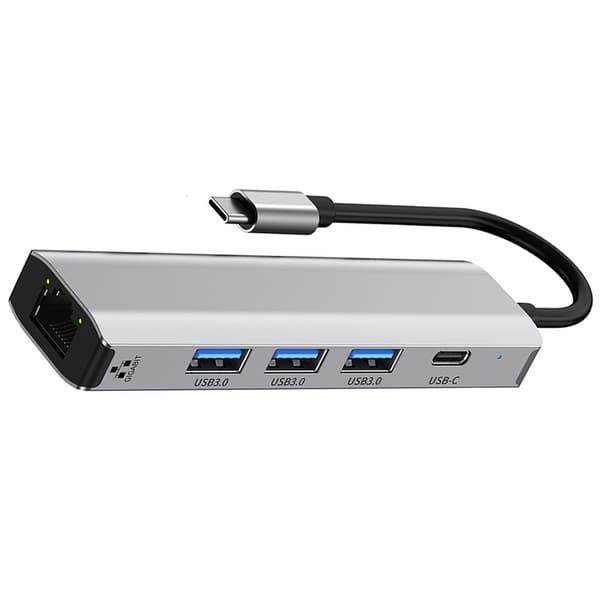 INF 5-i-1 Gigabit dockningsstation med Ethernet, USB 3.0-hubb