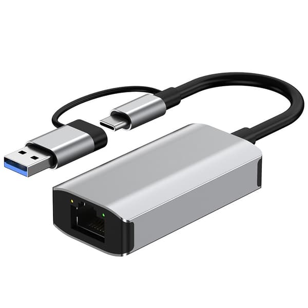INF USB 3.0 & Type-C dobbelt Gigabit Ethernet-adapterhub