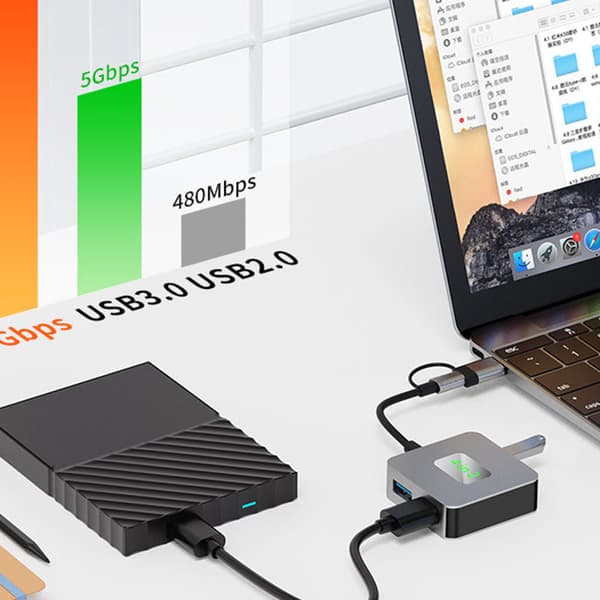 INF 4-i-2 USB-C Hub til effektive arbejdsgange