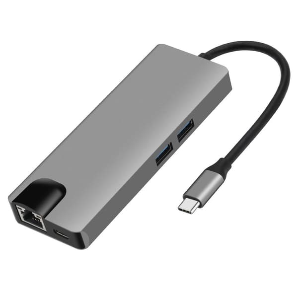 INF 7-i-1 USB-C-hubb med HDMI, VGA, Ethernet och USB 3.0