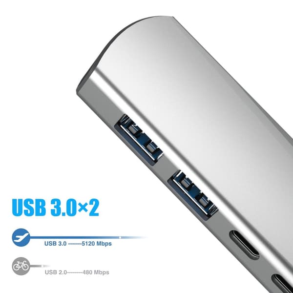 INF 5-i-1 Type-C Hub Adapter med USB-C PD