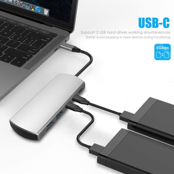 INF 5-i-1 Type-C Hub Adapter med USB-C PD