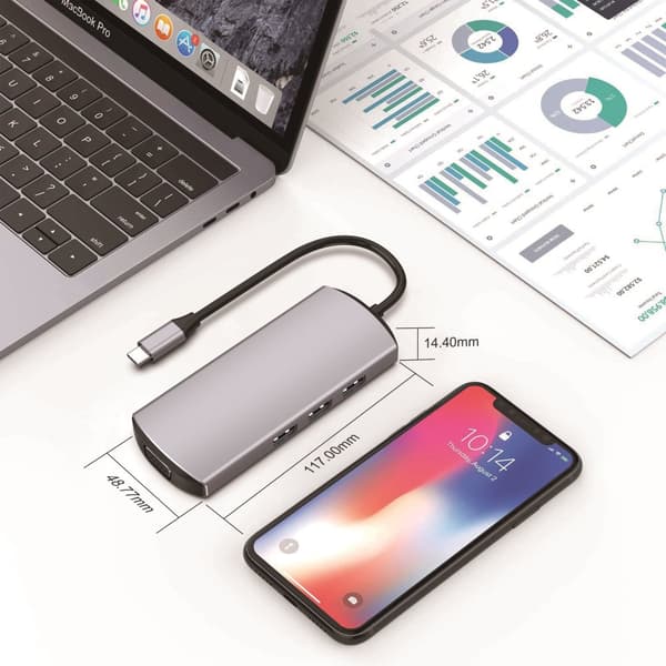INF 9-i-1 USB-C Hub Multiport Adapter med HDMI, VGA, Ethernet