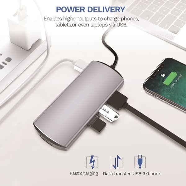 INF 9-i-1 USB-C Hub Multiport Adapter med HDMI, VGA, Ethernet