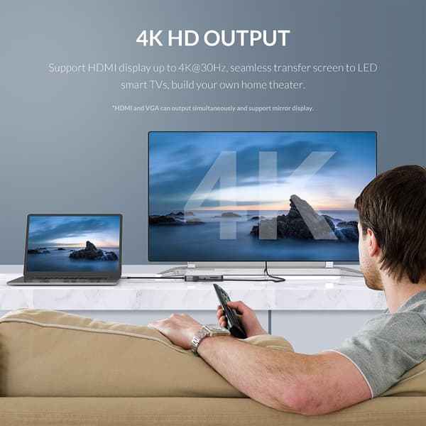 INF 9-i-1 USB-C Hub Multiport Adapter med HDMI, VGA, Ethernet