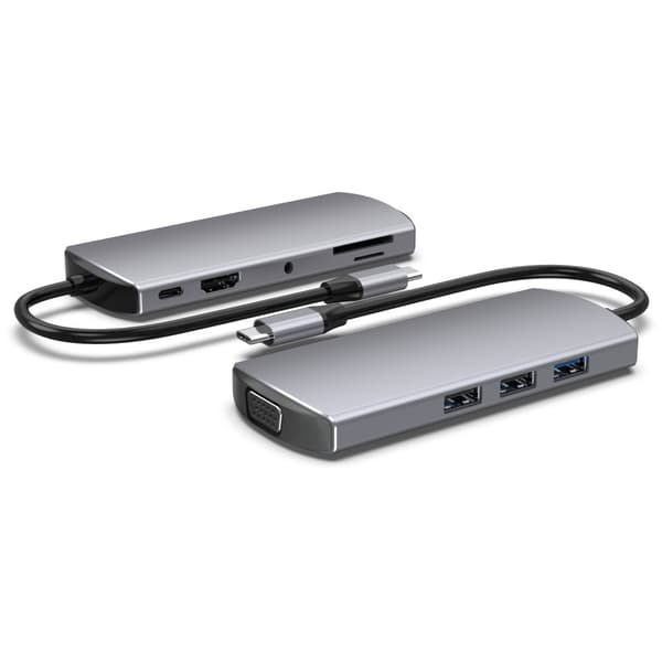 INF 9-i-1 USB-C Hub Multiport Adapter med HDMI, VGA, Ethernet