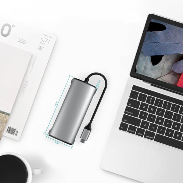 INF 8-i-1 Typ-C-hubb med flera portar, HDMI, RJ45, SD/TF-kortläsare