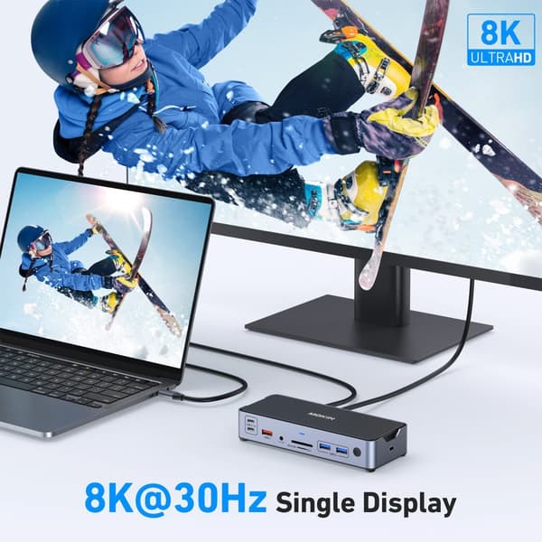 MOKiN USB C-hubb, 15 portar, dubbla HDMI, 100W strömförsörjning,15-i-1 (2HDMI 1DP)