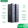 Miniatyrbild 2 av 5: MOKiN USB C-hubb, 15 portar, dubbla HDMI, 100W strömförsörjning,15-i-1 (2HDMI 1DP)