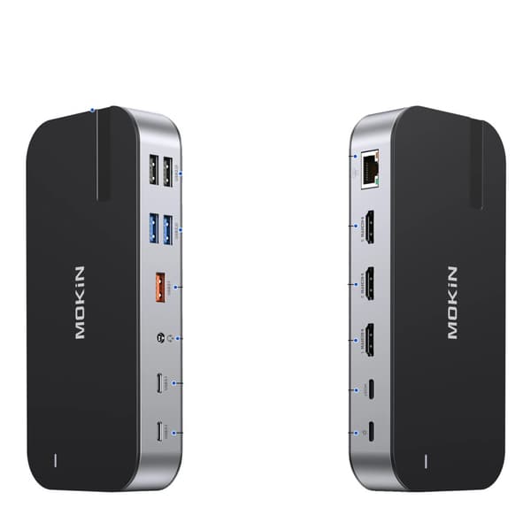 MOKiN USB C -keskus, 15 porttia, kaksois-HDMI, 100W virtalähde,15 in 1 (3HDMI)